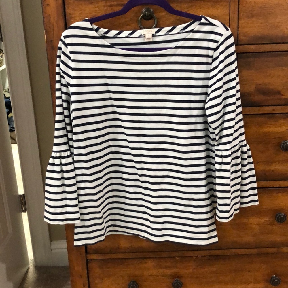 Jcrew navy and white striped shirt